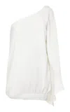 Francesca Miranda Vera One Shoulder Mini Pleated Dress In White