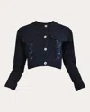 Francesca Miranda Women's Armor Cropped Sequin Embellished Denim Jacket In Blue