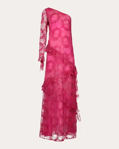 Francesca Miranda Women's Cascade Embellished Ruffle-trimmed Lace Gown