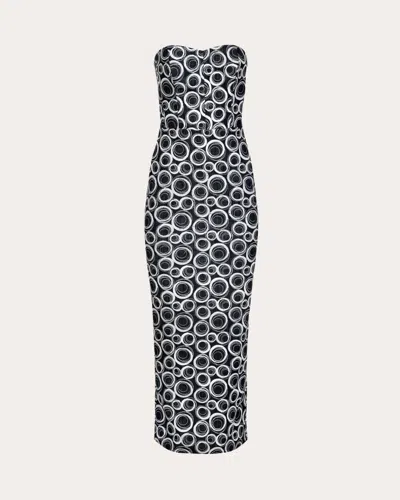 Francesca Miranda Women's Cassata Embroidered Denim Strapless Midi Dress Cotton/denim/polyester