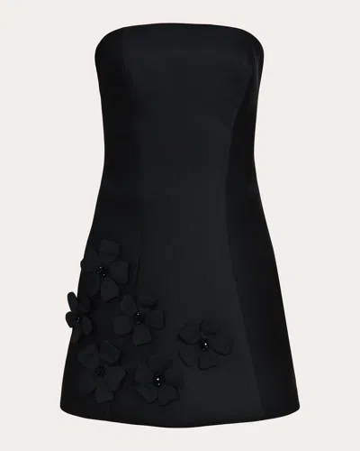 Francesca Miranda Women's Dark Bouquet Silk Floral Appliqué Mini Dress In Black
