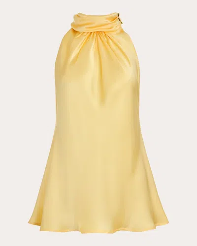 Francesca Miranda Women's Erden Silk Sleeveless Mock Neck Top In Yellow