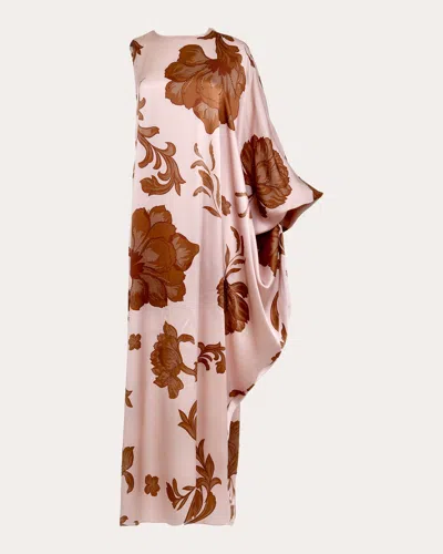 Francesca Miranda Women's Floral Wind Silk Asymmetric Maxi Dress In Pink