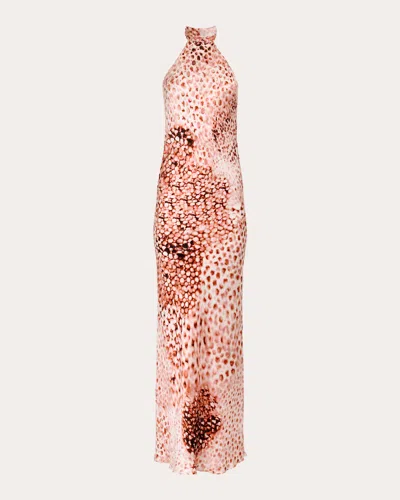 Francesca Miranda Women's Hera Rose Printed Silk Halter Gown In Pink
