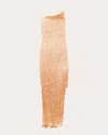 Francesca Miranda Women's Isidora Asymmetric Fringe Maxi Dress In Pink