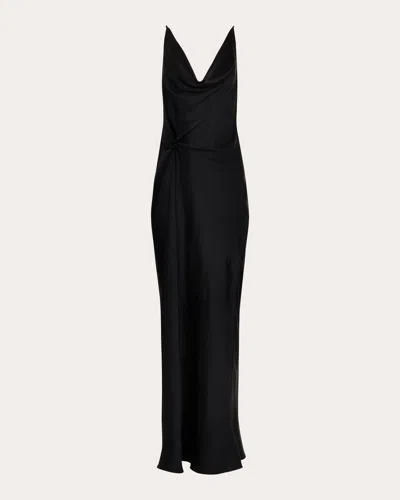Francesca Miranda Women's Knot Drop Silk Draped Gown In Black