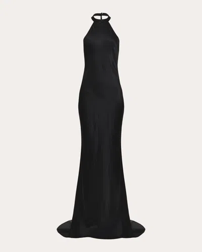 Francesca Miranda Women's Nightfall Silk Halter Maxi Dress In Black