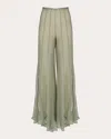 Francesca Miranda Women's Olas Sheer Silk Pants In Green