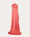 Francesca Miranda Oros Silk Halterneck Maxi Slip Dress In Pink