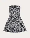 Francesca Miranda Women's Padua Embroidered Denim Strapless Mini Dress Cotton/denim/polyester