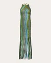 Francesca Miranda Women's Pere Fringed Metallic Silk-knit Midi Dress In Green