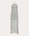 Francesca Miranda Women's Plata Fringed Metallic Silk-knit Midi Dress In Silver/green