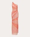 Francesca Miranda Women's Ramos Asymmetric Lace Maxi Dress In Pink