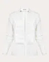 Francesca Miranda Women's Pintucked Silk-taffeta Tuxedo Shirt In White