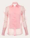 Francesca Miranda Women's Smoking Pintucked Silk-organza Blouse In Pink