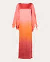 Francesca Miranda Women's Sunrise Hand-dyed Silk Kaftan Maxi Dress In Orange/peach