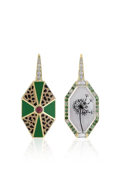 Francesca Villa 18k Yellow Gold Close Encounters Make A Wish Earrings In Multi