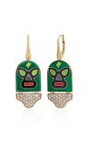 Francesca Villa 18k Yellow Gold Luchadores; The Hurricane; Earrings In Green