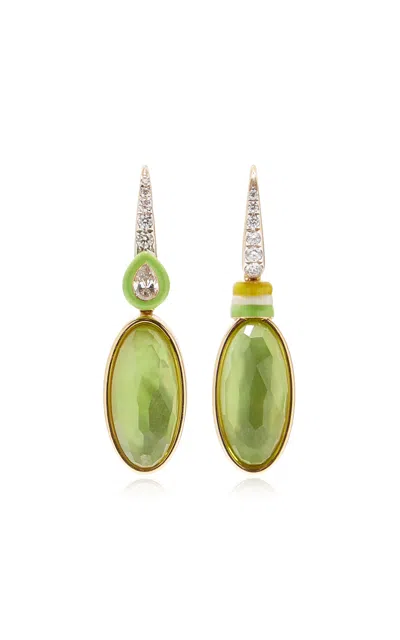 Francesca Villa 18k Yellow Gold Peridot Earrings In Green