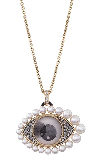 Francesca Villa 18k Yellow Gold Sparkle In Your Eye White Pendant In Brown