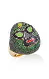 Francesca Villa 18k Yellow Gold The Wrestlers The Hurricane Ring In Green