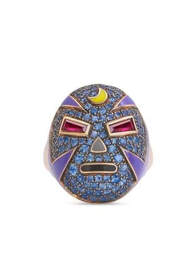 Francesca Villa 18kt Rose Gold The Mankind Multi-stone Ring In Purple