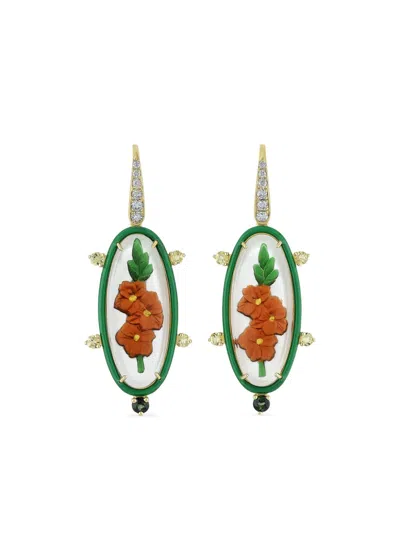 Francesca Villa 18kt Yellow Gold Gladiolus Diamond Earrings