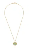 Francesca Villa Change Your Stripes 18k Yellow Gold Diamond Got The Bug Necklace In Green
