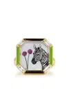 Francesca Villa Make A Wish; Happy Birthday 18k Yellow Gold Diamond Amethyst Ring In White