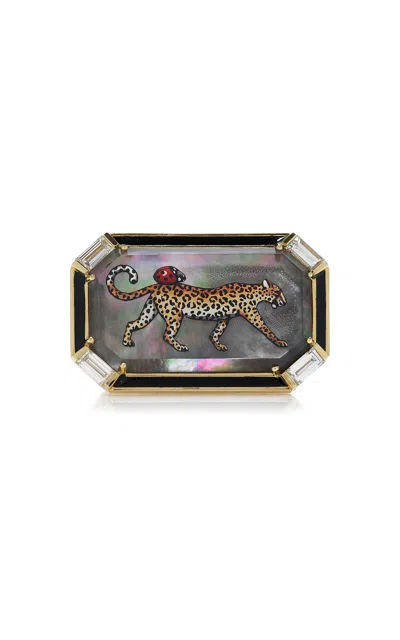 Francesca Villa Make A Wish; Shopping Time 18k Yellow Gold Multi-stone Ring In Black
