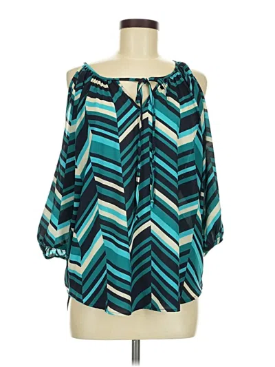Pre-owned Francesca's 3/4 Sleeve Blouse In Teal