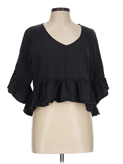 Pre-owned Francesca's 3/4 Sleeve Top Black Sweetheart Neckline Tops