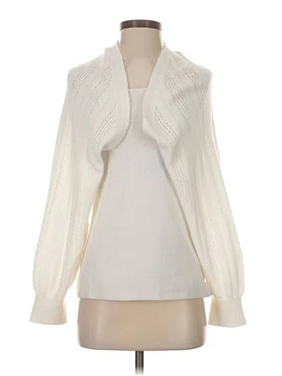 Pre-owned Francesca's Cardigan Sweater In White