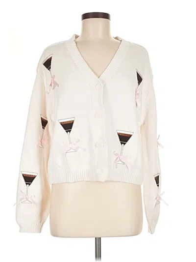 Pre-owned Francesca's Cardigan Sweater In White