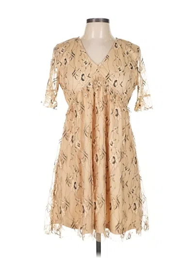 Pre-owned Francesca's Cocktail Dress In Tan