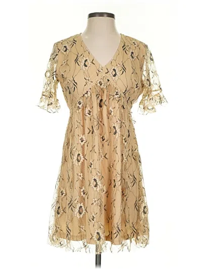 Pre-owned Francesca's Cocktail Dress In Tan