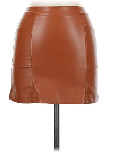 Pre-owned Francesca's Faux Leather Skirt In Brown