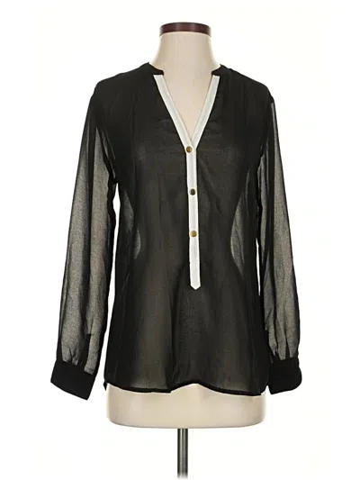 Pre-owned Francesca's Long Sleeve Blouse In Black