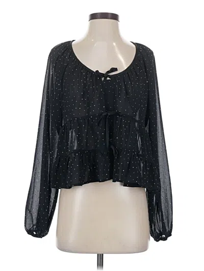 Francesca's Long Sleeve Blouse In Black
