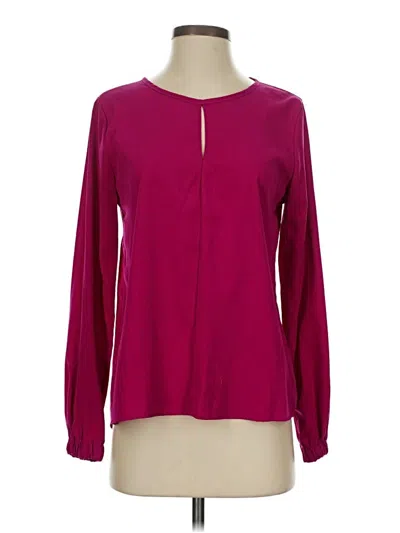 Pre-owned Francesca's Long Sleeve Blouse In Burgundy