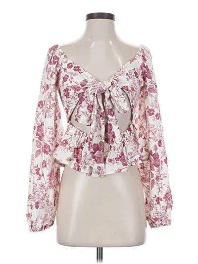 Pre-owned Francesca's Long Sleeve Blouse In Pink