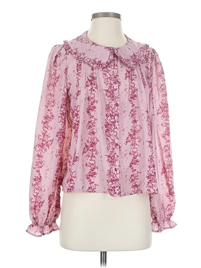 Pre-owned Francesca's Long Sleeve Blouse In Pink