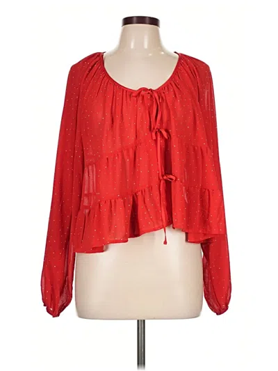 Francesca's Long Sleeve Blouse In Red
