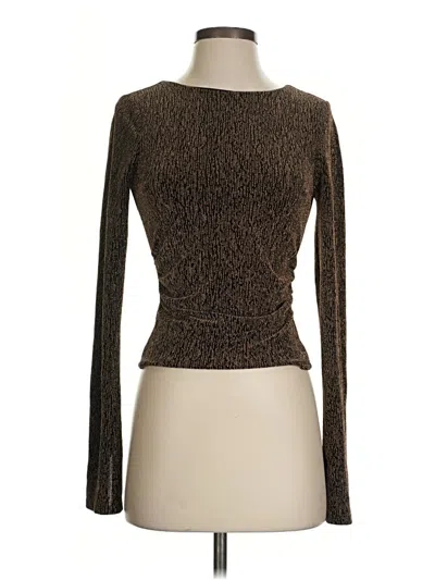 Pre-owned Francesca's Long Sleeve Top Brown Boatneck Tops