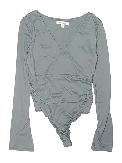 Pre-owned Francesca's Long Sleeve Top Gray Plunge Neckline Tops
