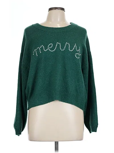Pre-owned Francesca's Pullover Sweater In Green