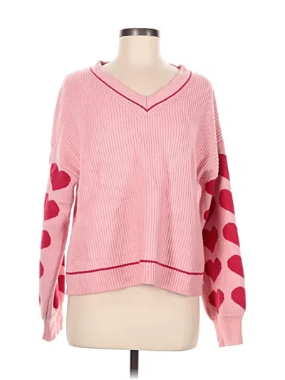 Pre-owned Francesca's Pullover Sweater In Pink
