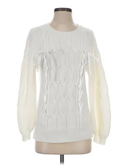 Pre-owned Francesca's Pullover Sweater In White