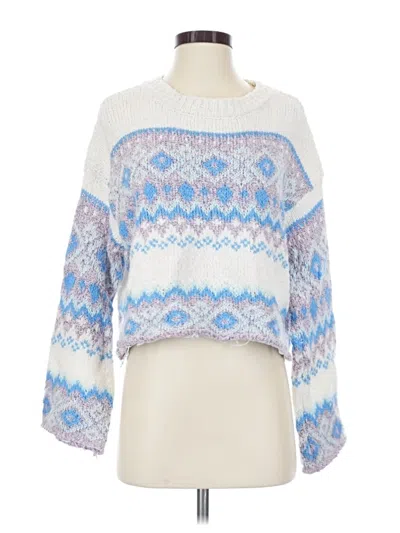 Pre-owned Francesca's Pullover Sweater In White