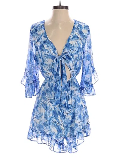 Pre-owned Francesca's Romper In Blue